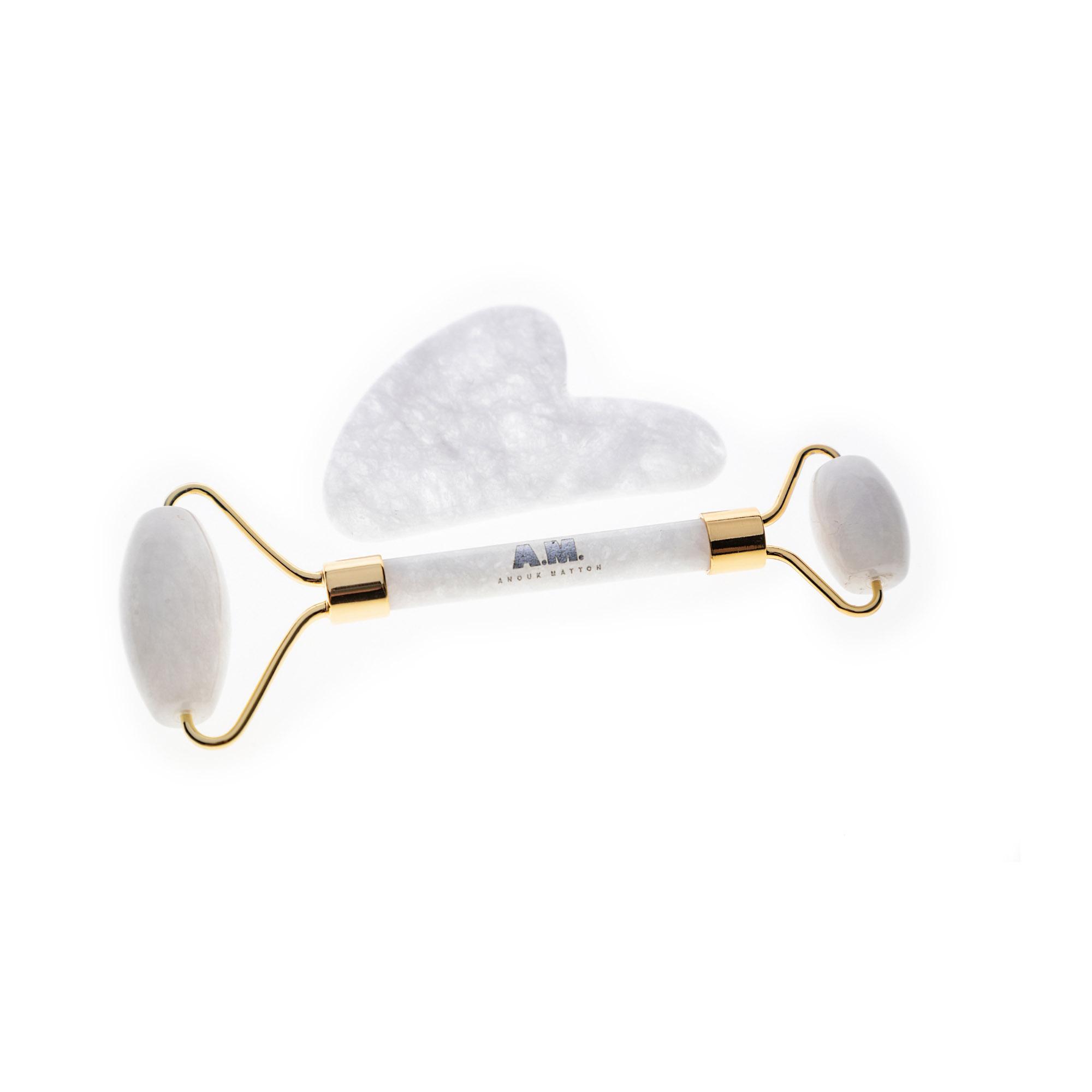 Rouleau Glam en quartz de montagne + set de Guasha