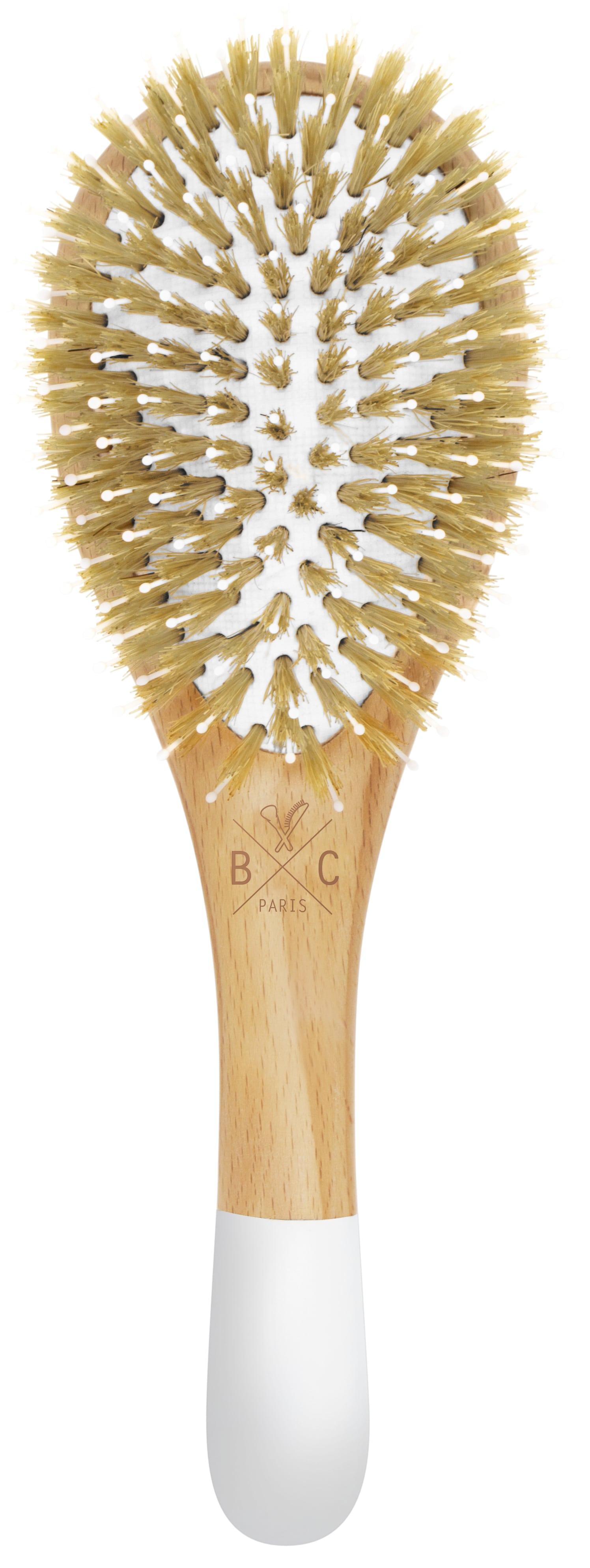 Brosse en bois démêlante et lissante - picots sanglier & nylon